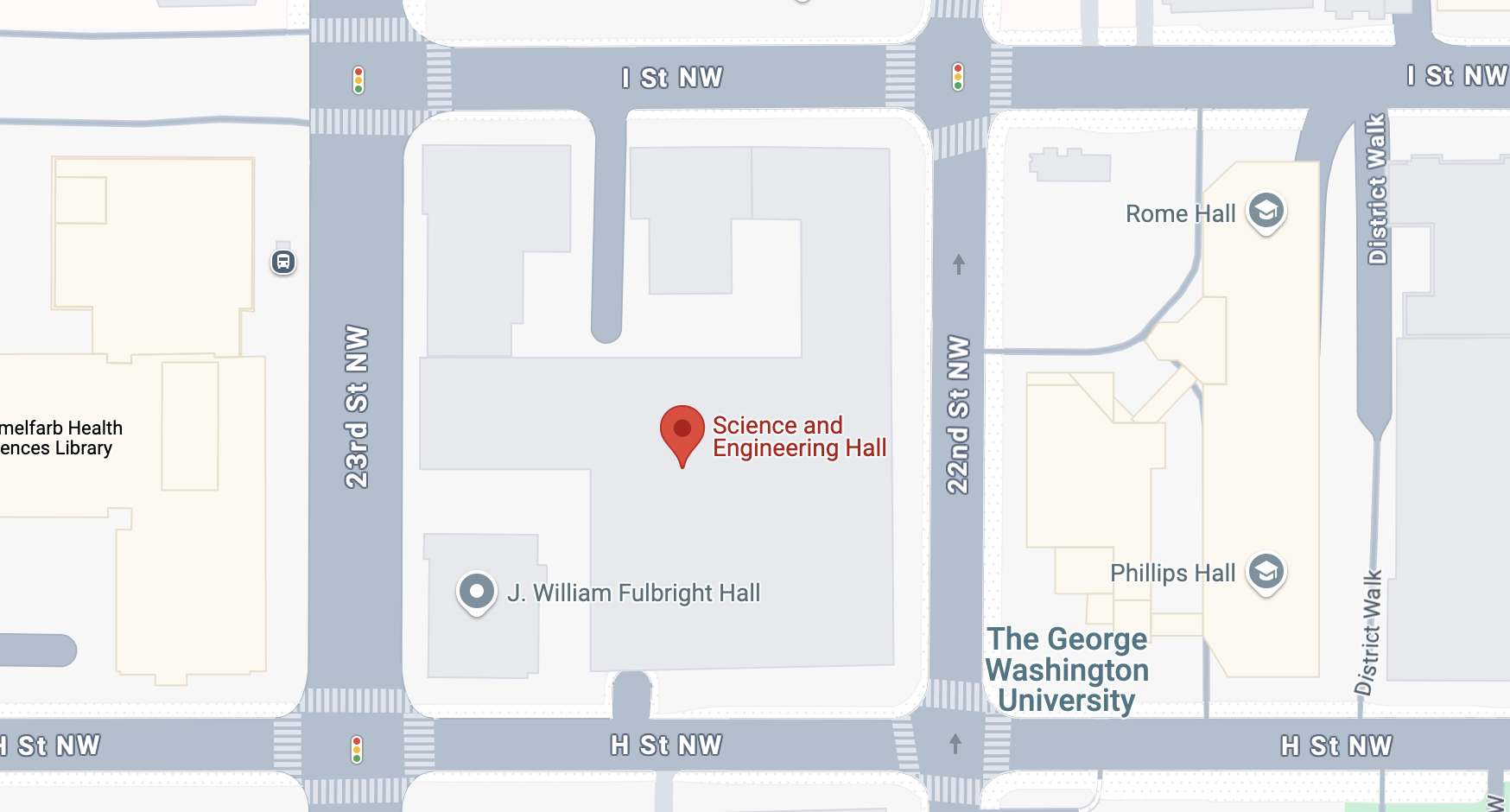 Google map that includes the Science Engineering Hall complex